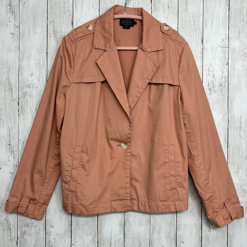 Pendleton Pink Long Sleeve Single Button Lightweight Preppy Basic Blazer Jacket